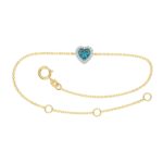 LOVE DIAMOND 10k Solid Gold and Diamond Hand Bracelet with Stylish Heart Shape Blue Topaz, Adjustable Jewelry, For Regular, Party wear And Gift For Women_BR1299