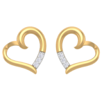 LOVE DIAMOND Women's 10K Solid Gold & Diamond Curved Heart Earrings (DJE2759)