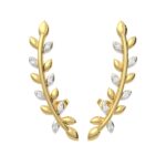 LOVE DIAMOND Women's 10K Solid Gold & Diamond Leaf Earrings (DJE2461)