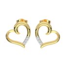 LOVE DIAMOND Women's 10K Solid Gold & Diamond Curved Heart Earrings (DJE2759)