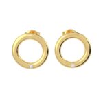LOVE DIAMOND Women's 10K Solid Gold and Diamond Circle Earrings (DJE2801)