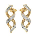 LOVE DIAMOND Women's 10K Solid Gold & Diamond Twisted Crossover Earrings (DJE3616)