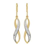 LOVE DIAMOND Women's 10K Solid Gold Diamond Sleek Crossover Earrings (DJE1367)
